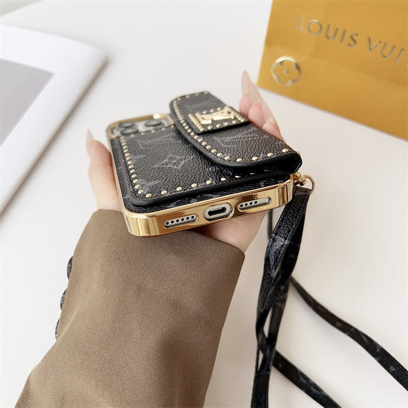 Monogram LV Leather iPhone Case With Strap