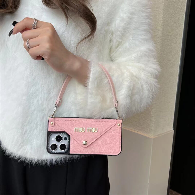 Leather wrist strap Miu Miu Apple iPhone Case