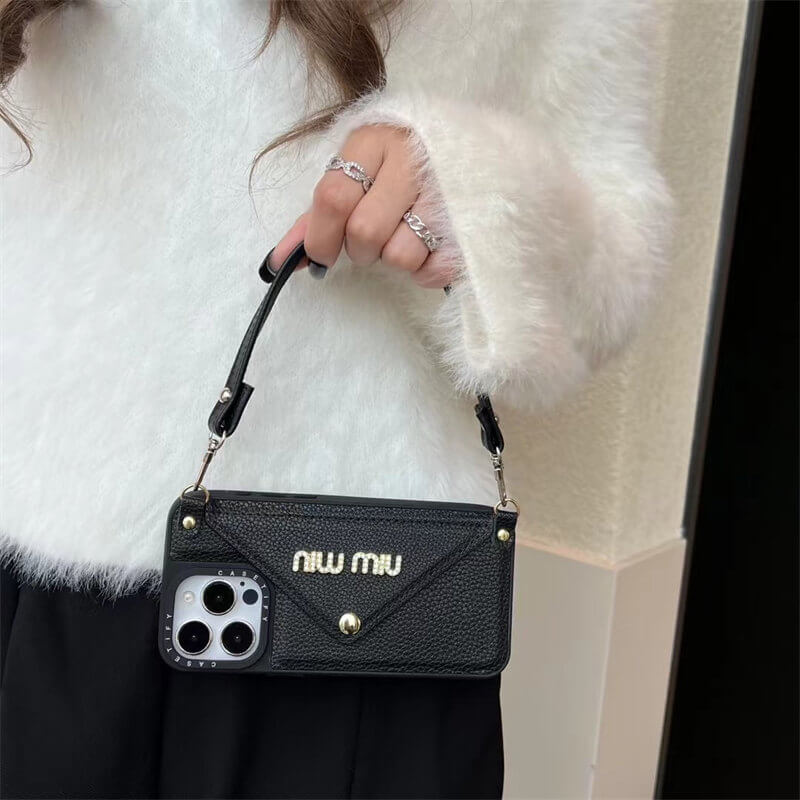 Leather wrist strap Miu Miu Apple iPhone Case
