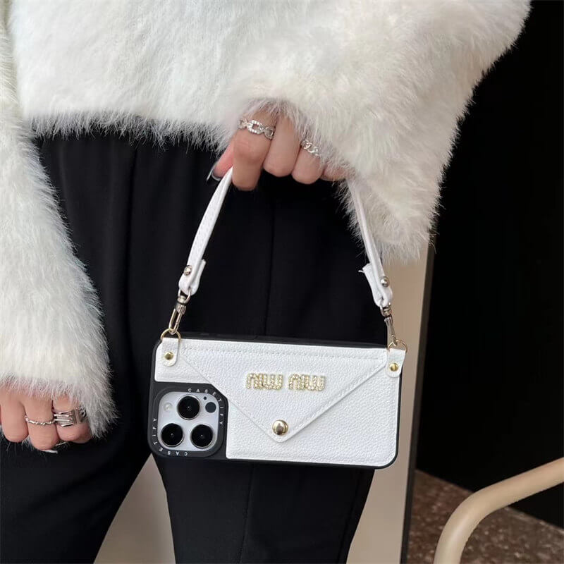 Leather wrist strap Miu Miu Apple iPhone Case