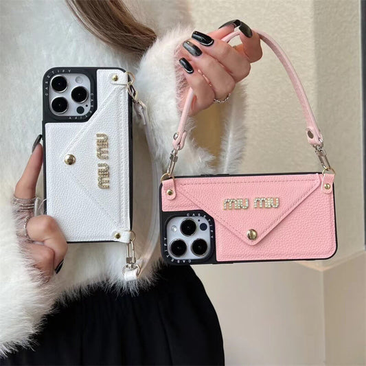 Leather wrist strap Miu Miu Apple iPhone Case