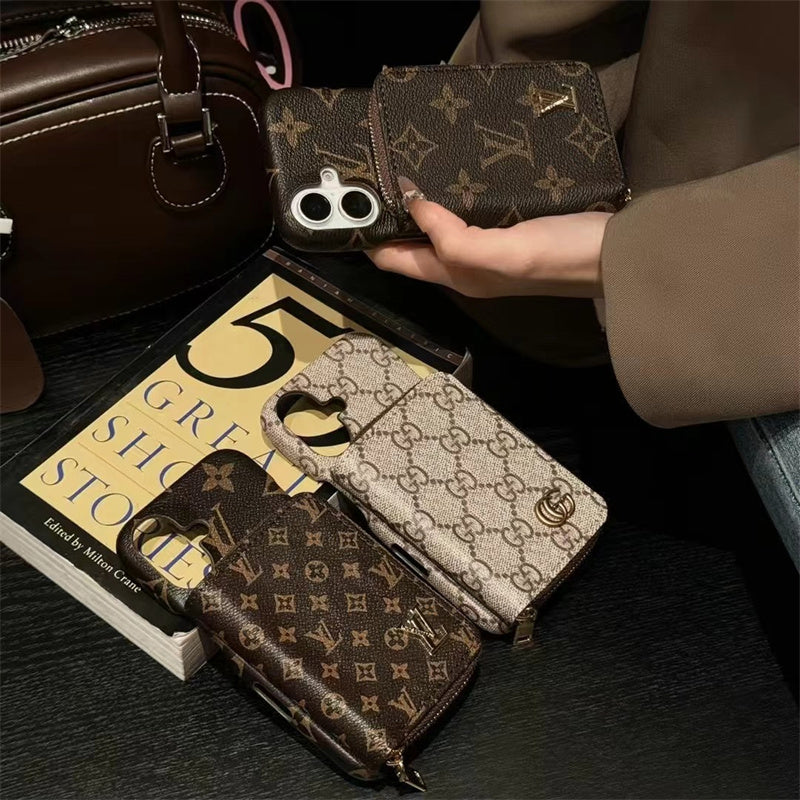 Monogram LV Leather iPhone Case with Card Holder