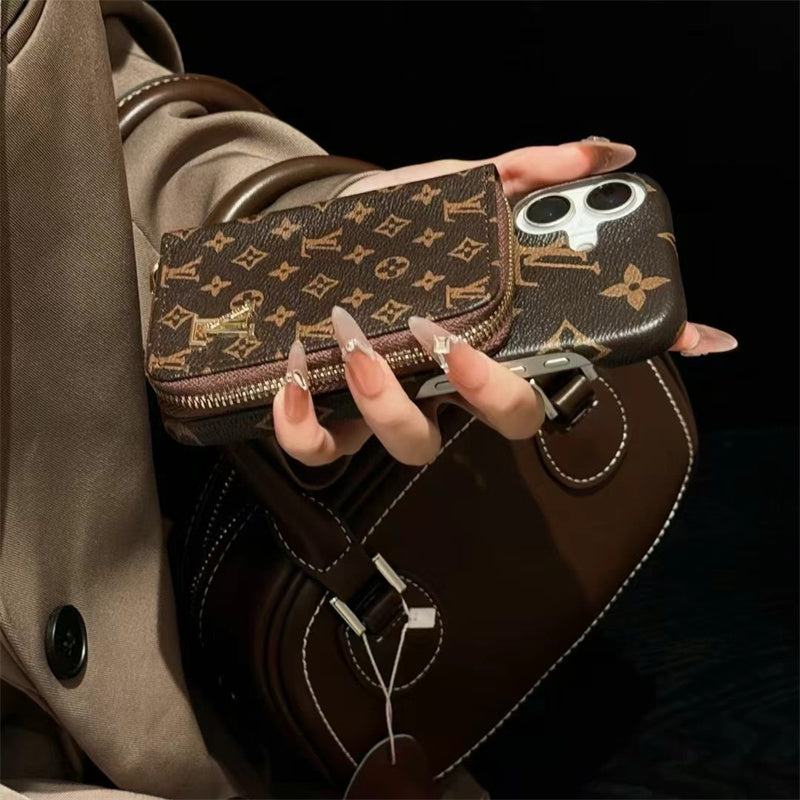 Monogram LV Leather iPhone Case with Card Holder