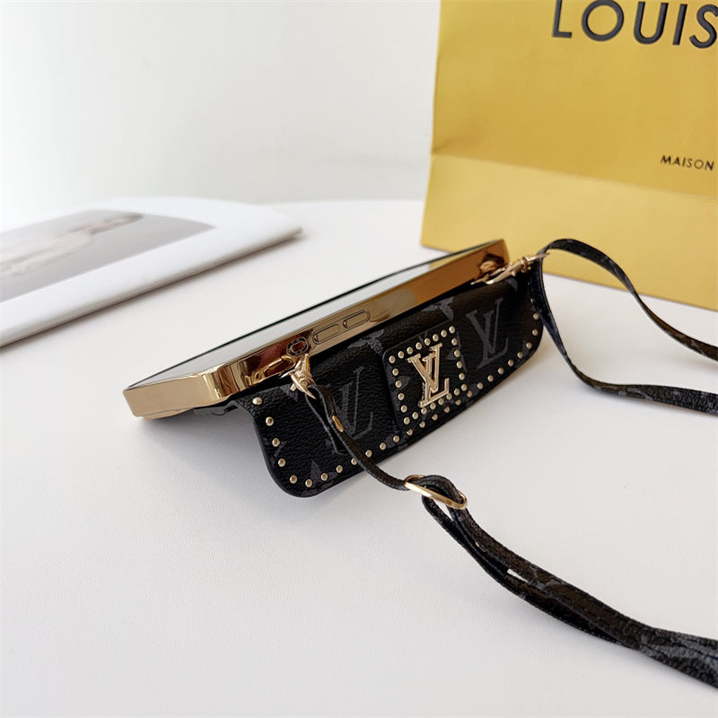 Monogram LV Leather iPhone Case With Strap