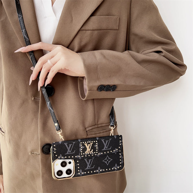 Monogram LV Leather iPhone Case With Strap