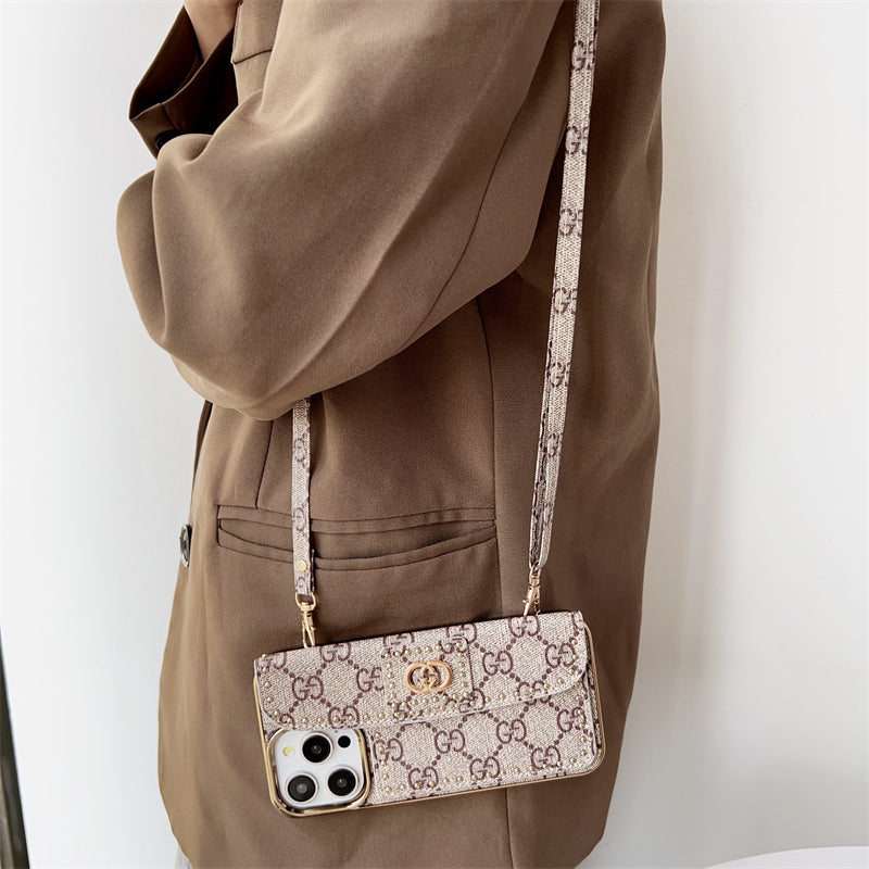 Monogram LV Leather iPhone Case With Strap