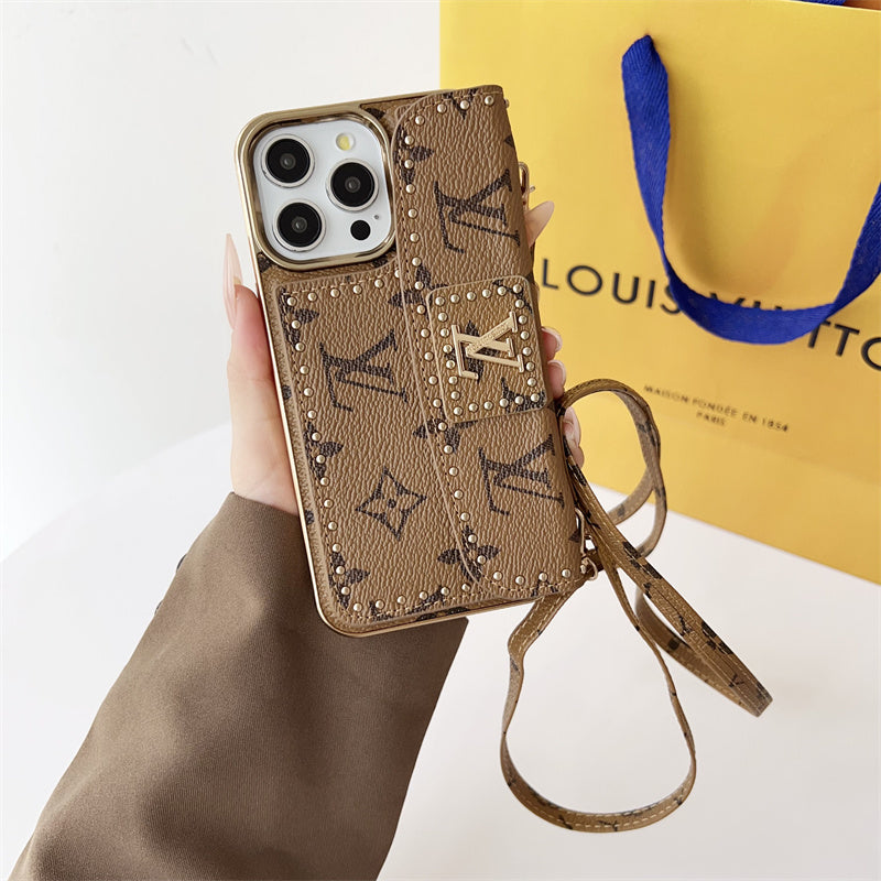 Monogram LV Leather iPhone Case With Strap