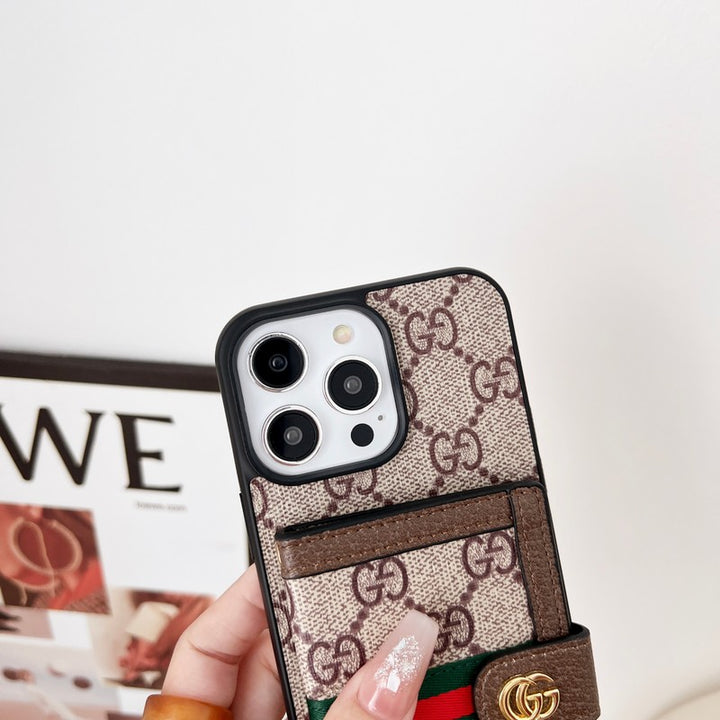 Luxury Gucci iPhone Case With Card Holder And Strap