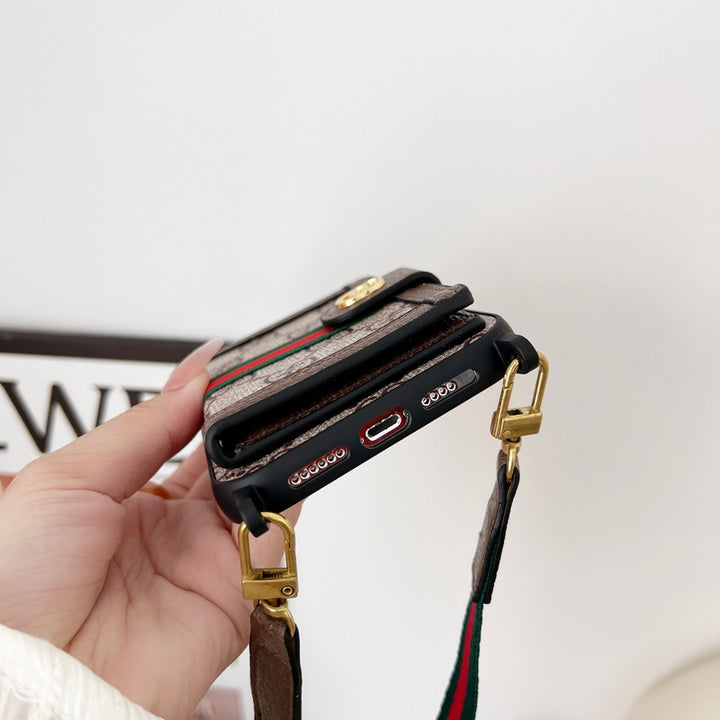 Luxury Gucci iPhone Case With Card Holder And Strap