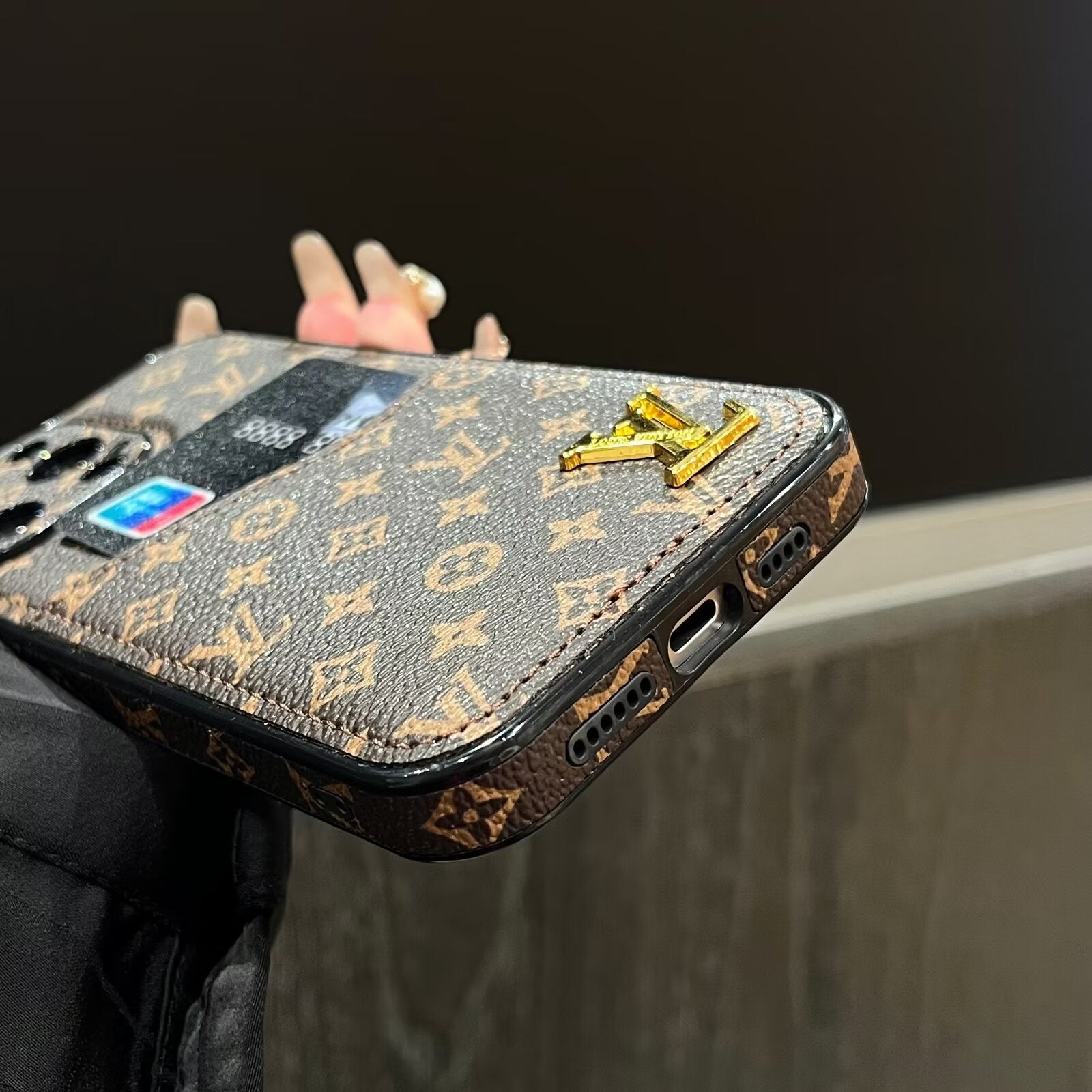 Leather Monogram Louis Vuitton IPhone Case With Wallet Card