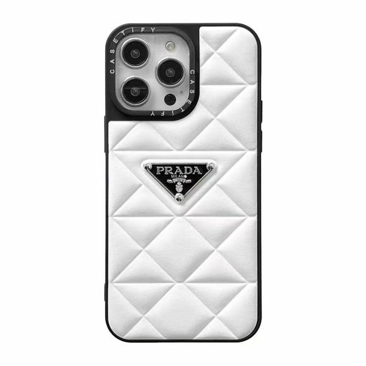 Prada Diamond Goose Down Metal Triangle Label iPhone Case
