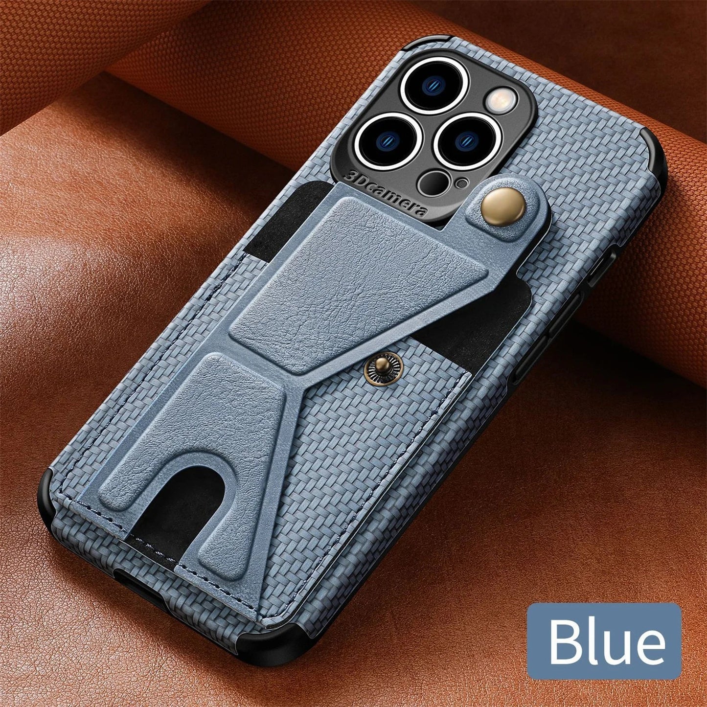 Carbon Fiber Wallet Flip Card Holder Phone Case for iPhone 16 15 14