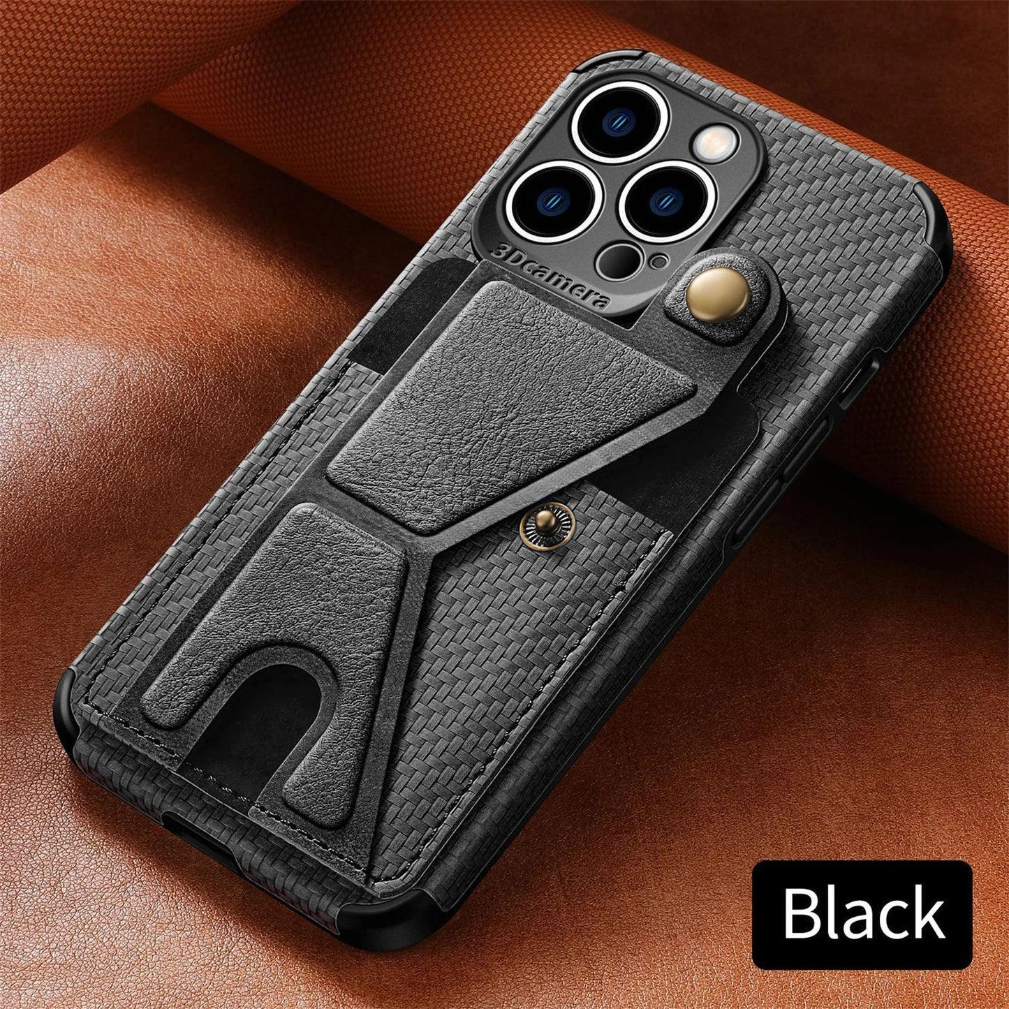 Carbon Fiber Wallet Flip Card Holder Phone Case for iPhone 16 15 14