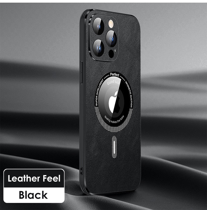 Luxury Leather Phone Case With Lens Film Protection For iPhond 14 13 12