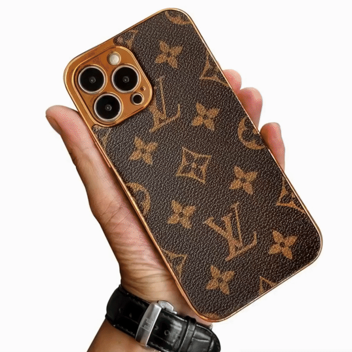 LUXURY LV IPHONE CASE WITH GOLDEN BORDER
