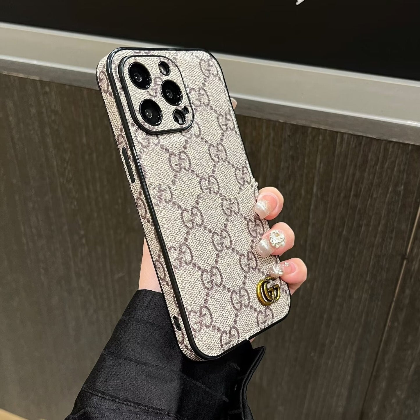 Leather Monogram Louis Vuitton IPhone Case With Wallet Card