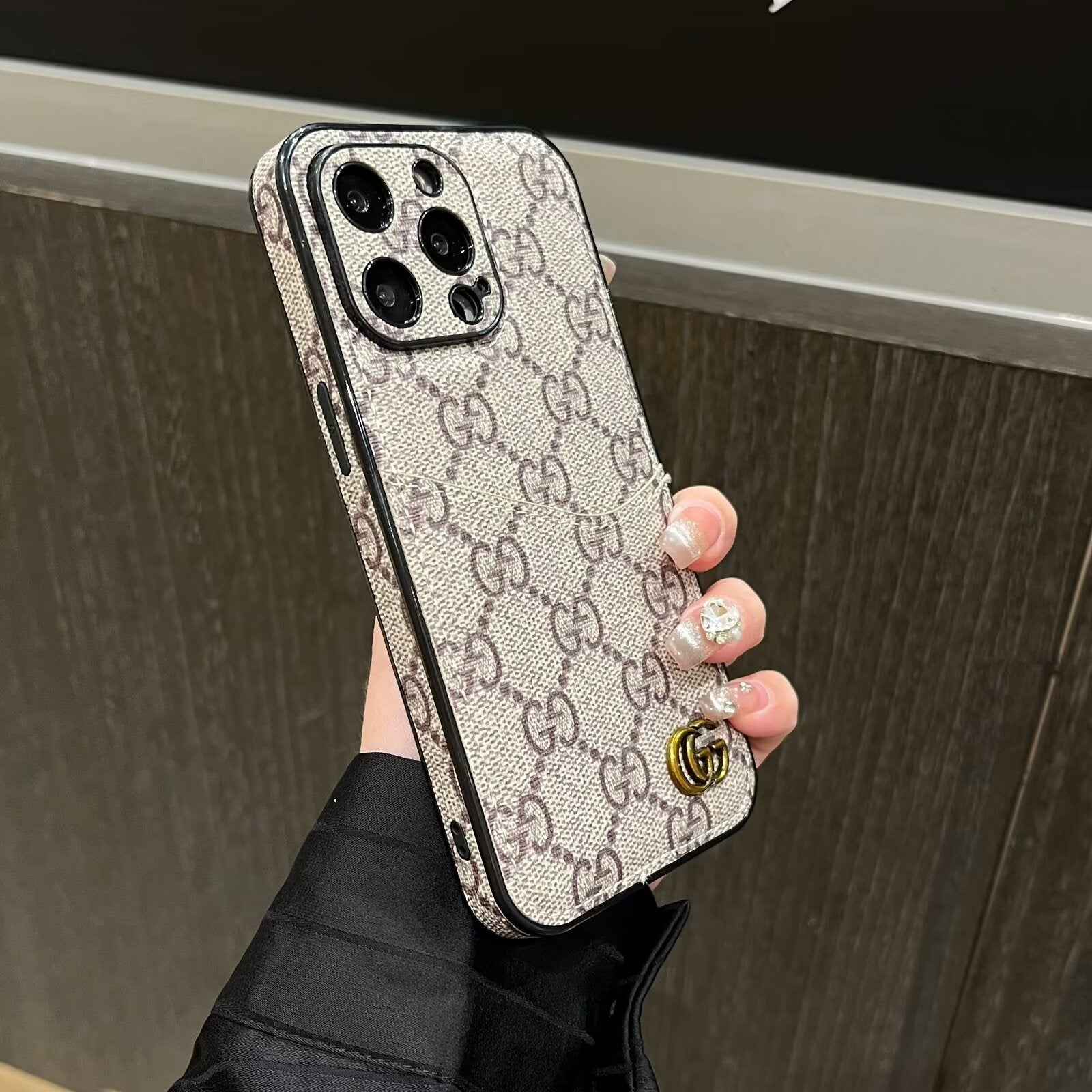 Leather Monogram Louis Vuitton IPhone Case With Wallet Card