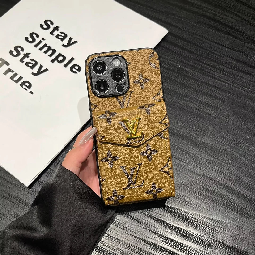 Luxury LV Card Holder Canvas Leather Apple iPhone Case