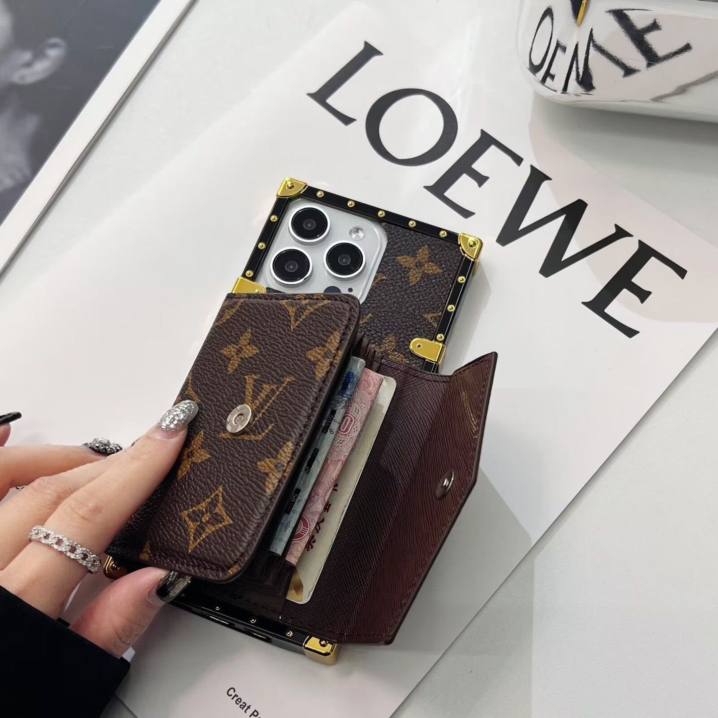 Designer Louis Vuitton IPhone Case With Wallet Card Holder