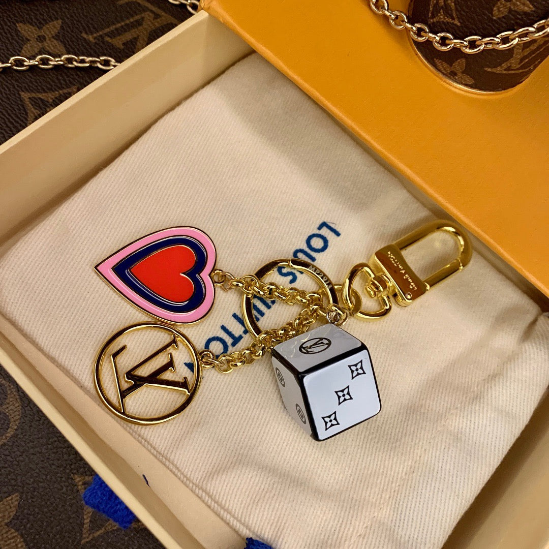Luxury Louis Vuitton Designer Key Chain Fortune Cube Bag Charm