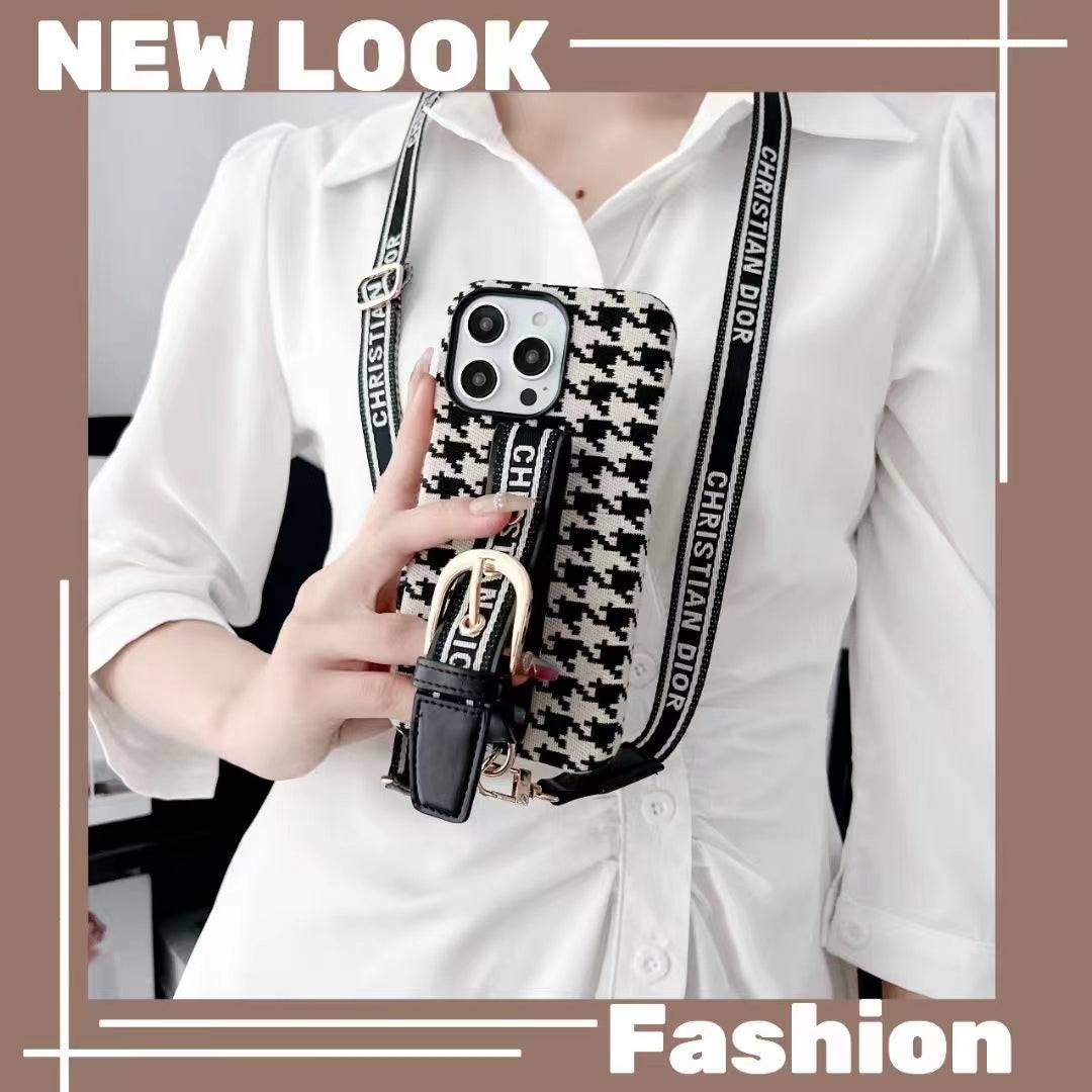 Inspired Lady Dior Phone Case With Lanyard For iPhone