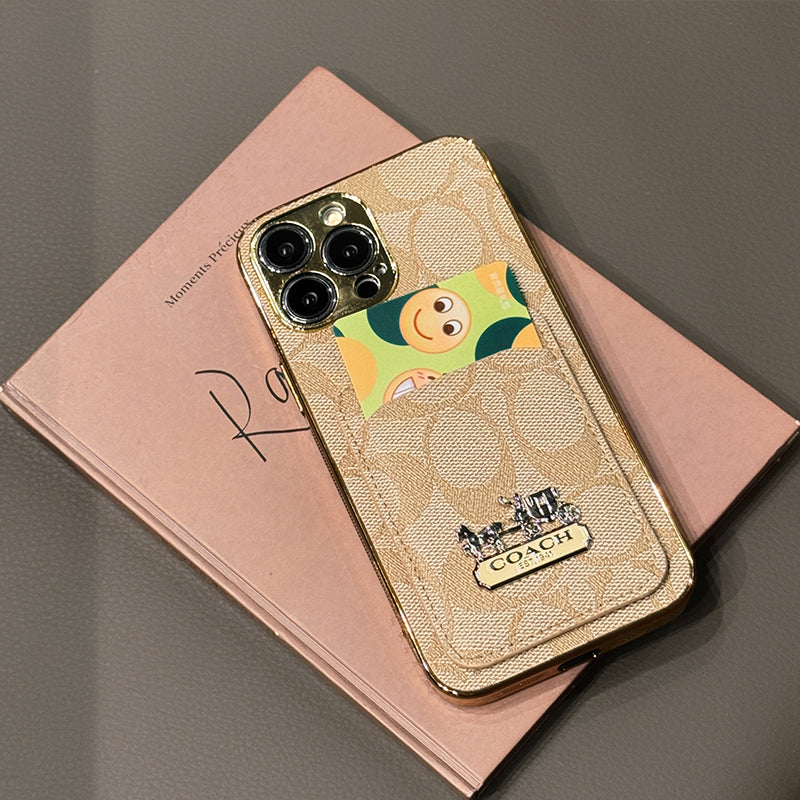 Designer Coach Card Holder Leather iPhone Case
