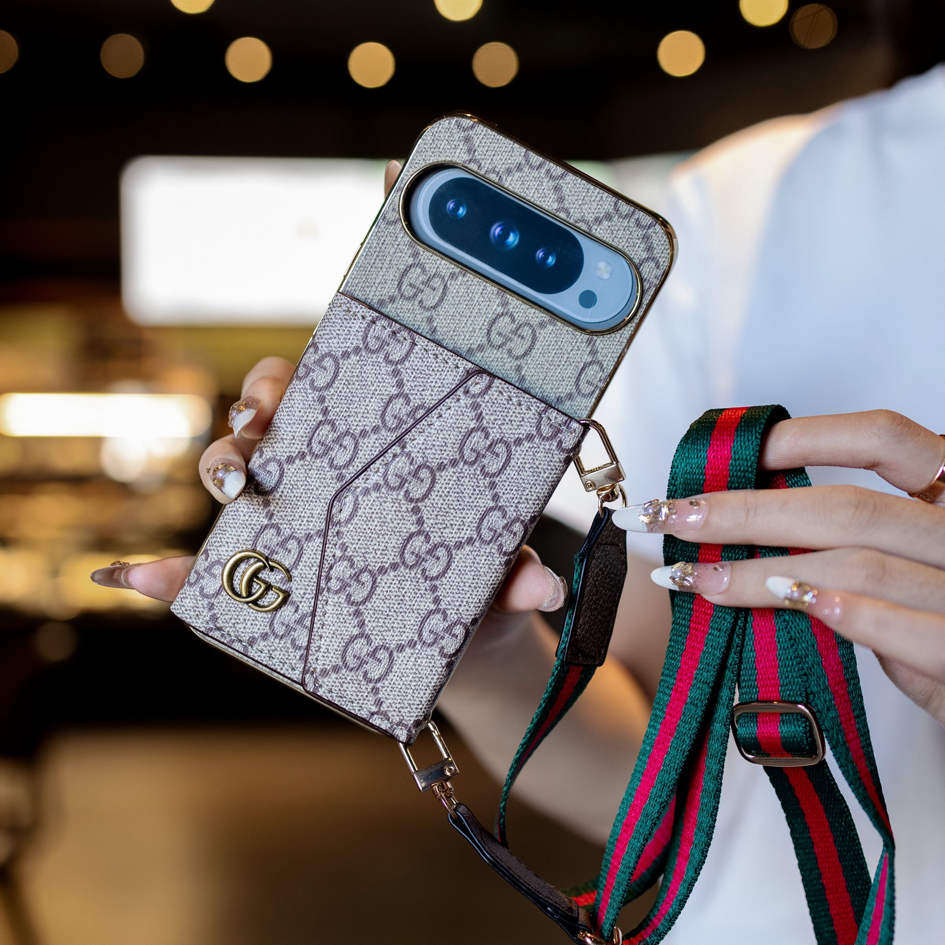 Louis Vuitton Google Pixel phone case With Card Holder & Strap
