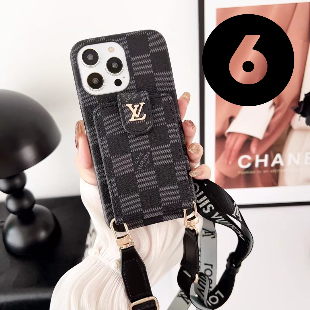 LV Premium Phone Case With Strap And Card Holder