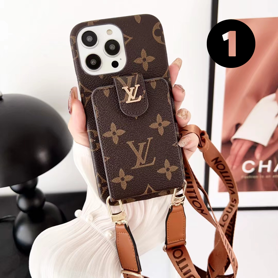 LV Premium Phone Case With Strap And Card Holder