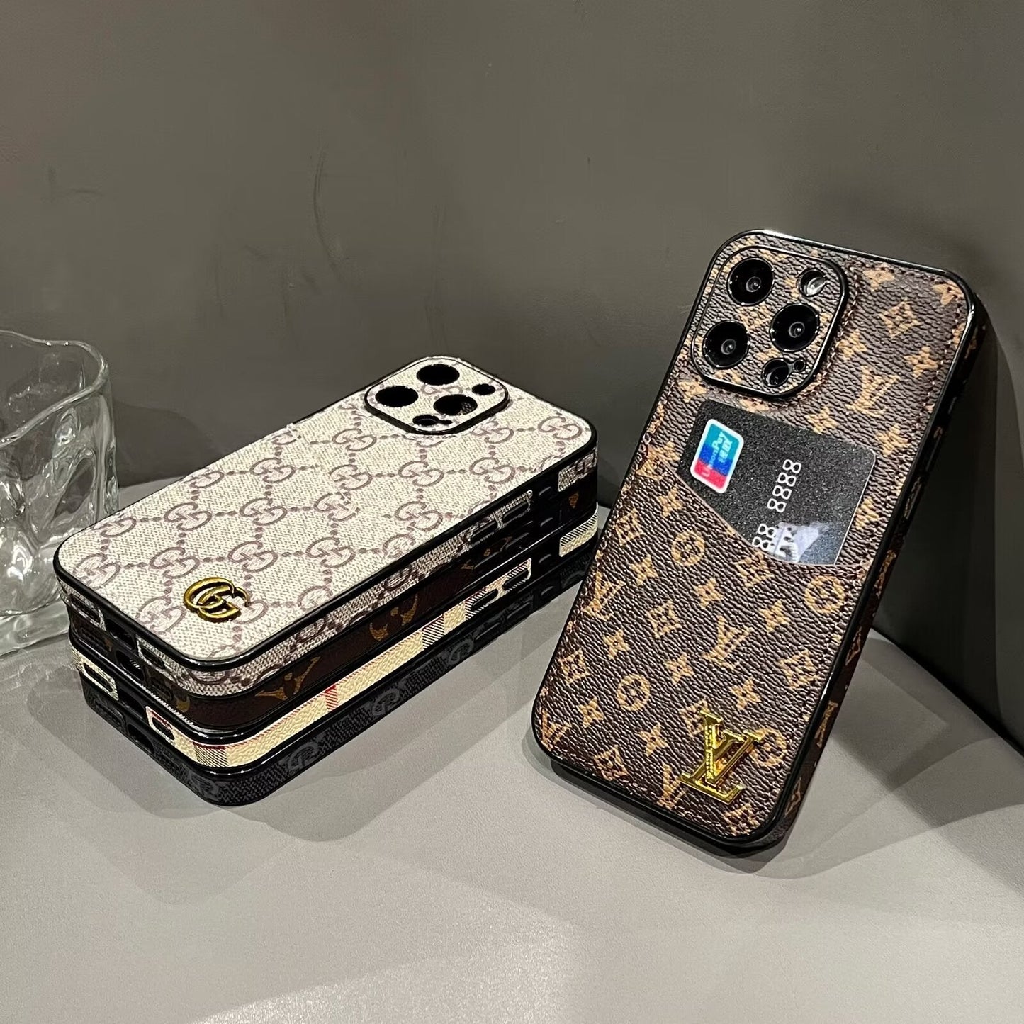 Leather Monogram Louis Vuitton IPhone Case With Wallet Card
