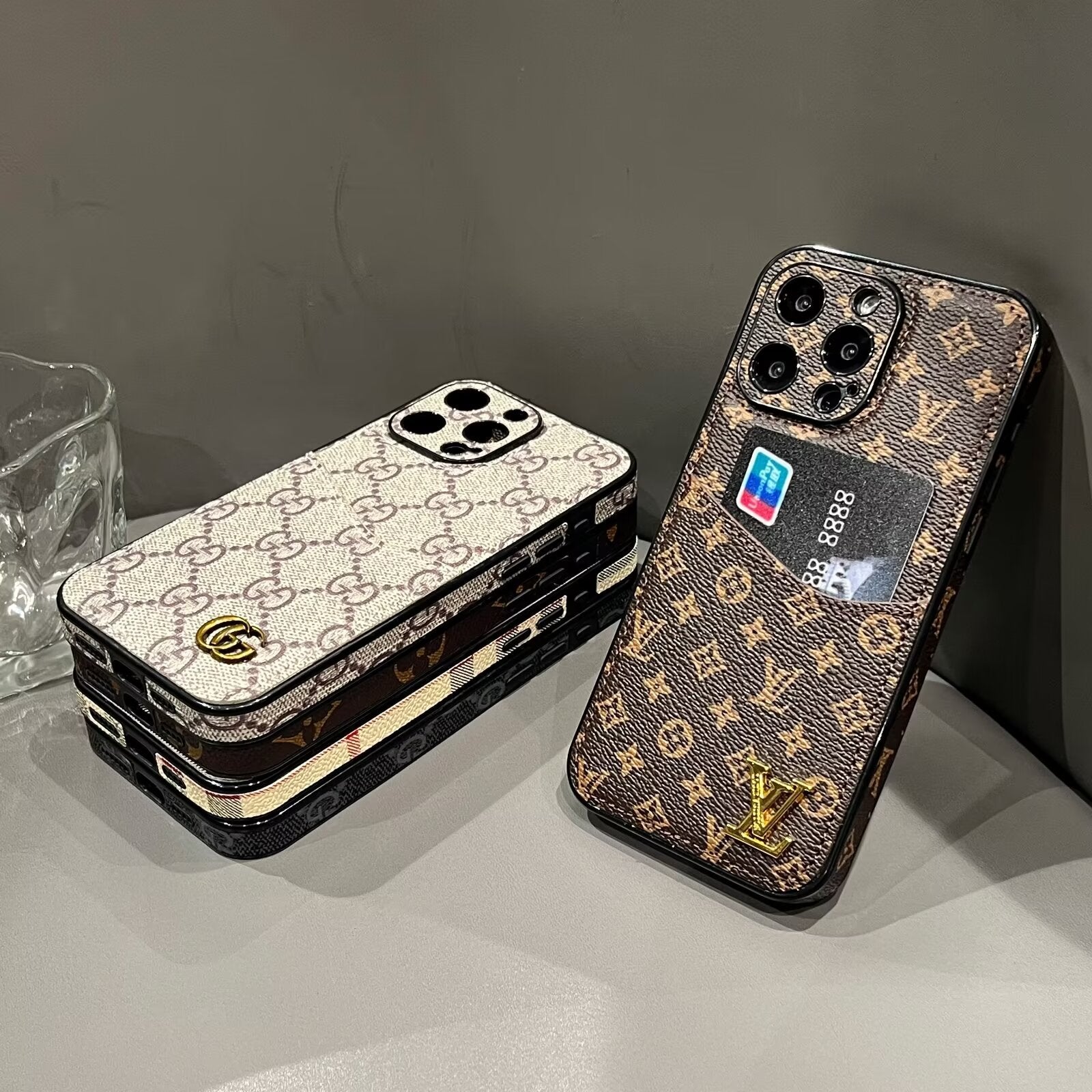 Leather Monogram Louis Vuitton IPhone Case With Wallet Card