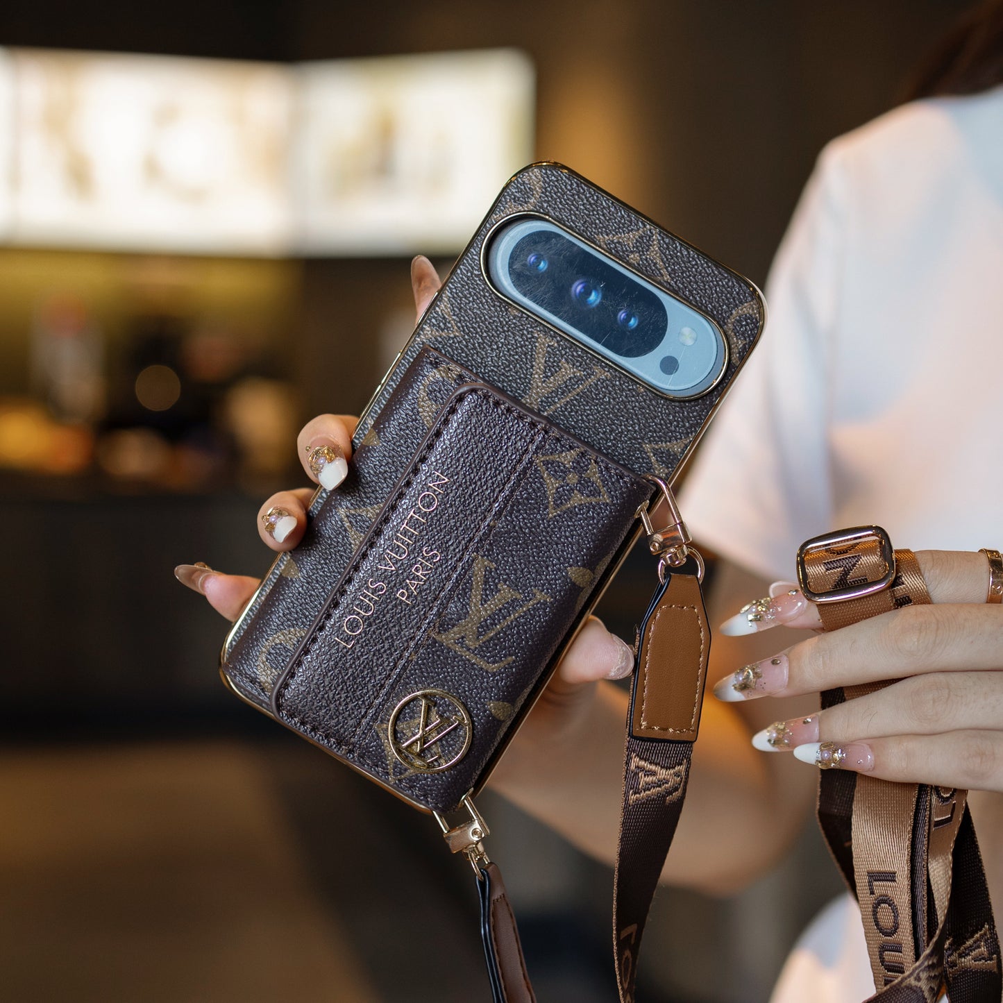 Louis Vuitton Google Pixel phone case With Crossbory Strap