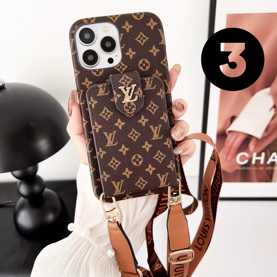 LV Premium Phone Case With Strap And Card Holder