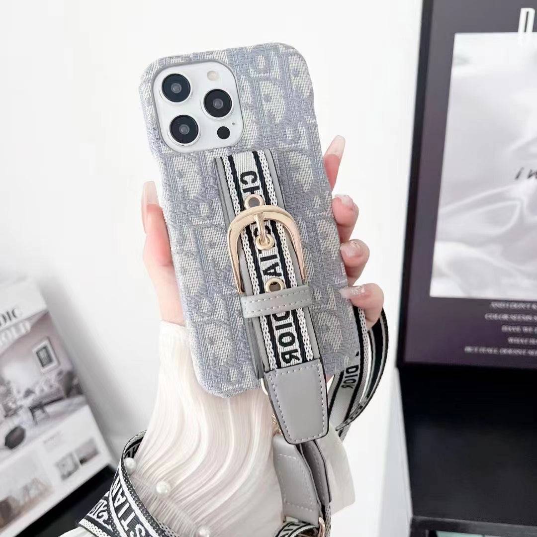 Inspired Lady Dior Phone Case With Lanyard For iPhone