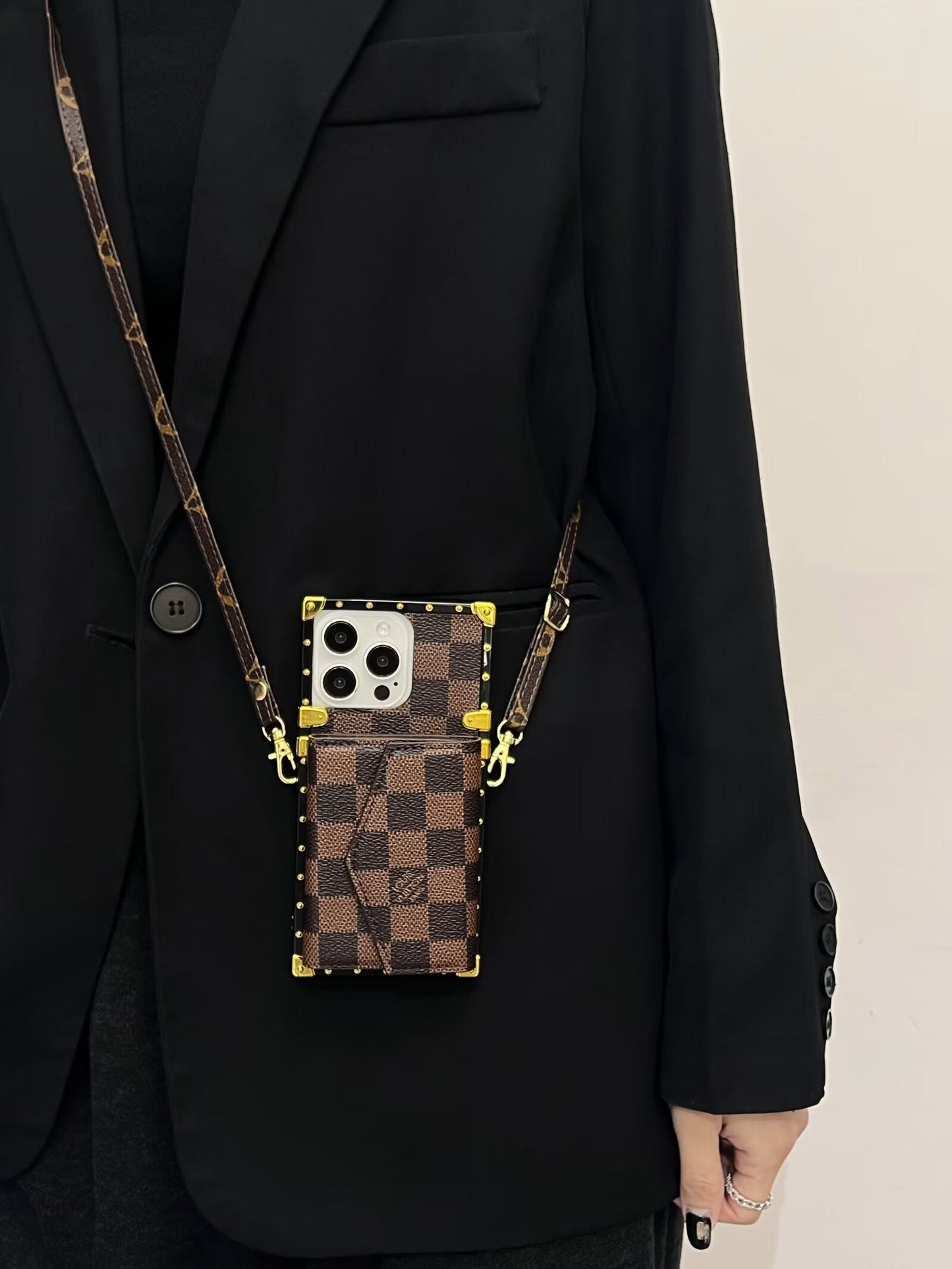 LV LEATHER MONOGRAM IPHONE CASE WITH CARD HOLDER