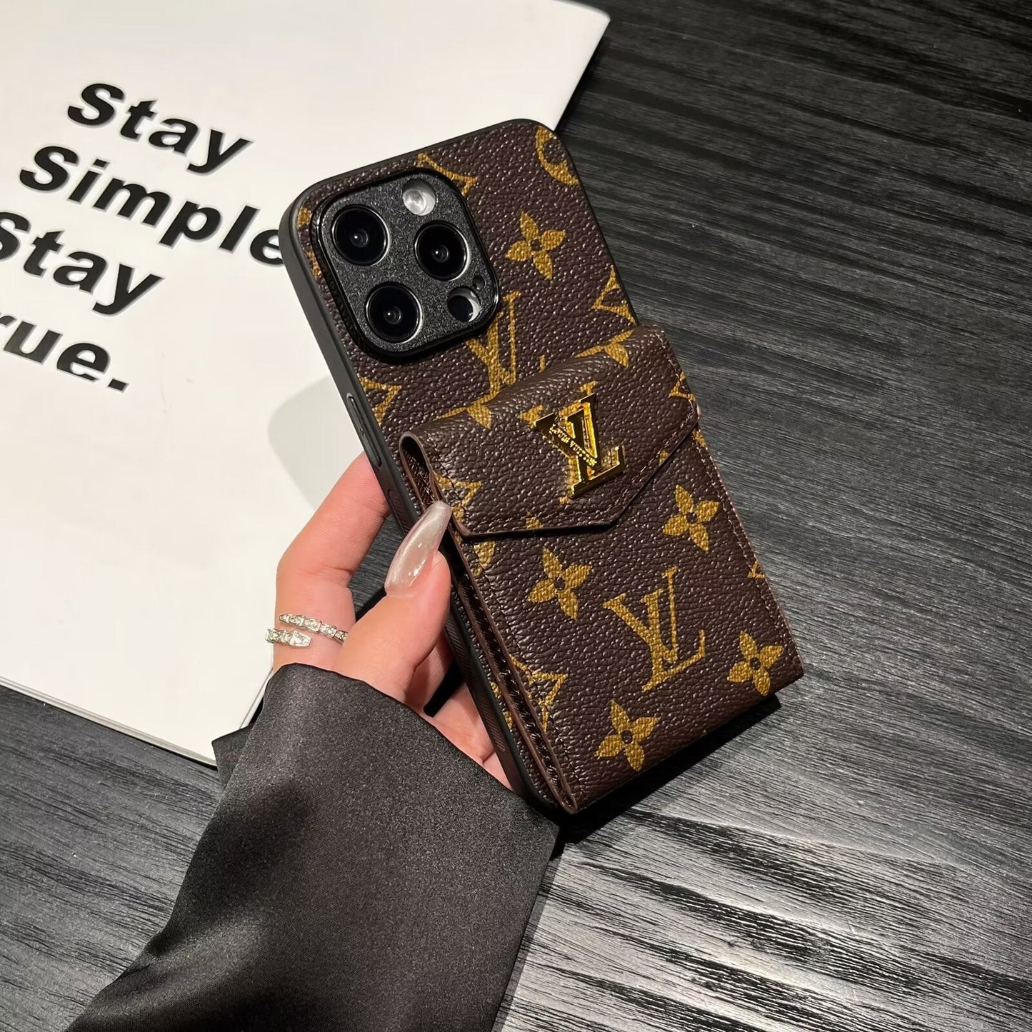 Luxury LV Card Holder Canvas Leather Apple iPhone Case