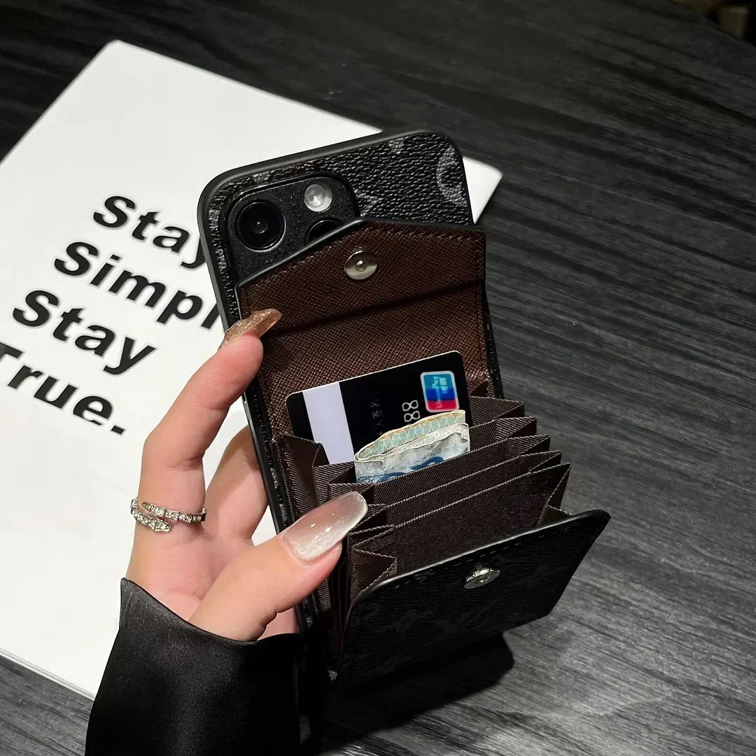 Luxury LV Card Holder Canvas Leather Apple iPhone Case
