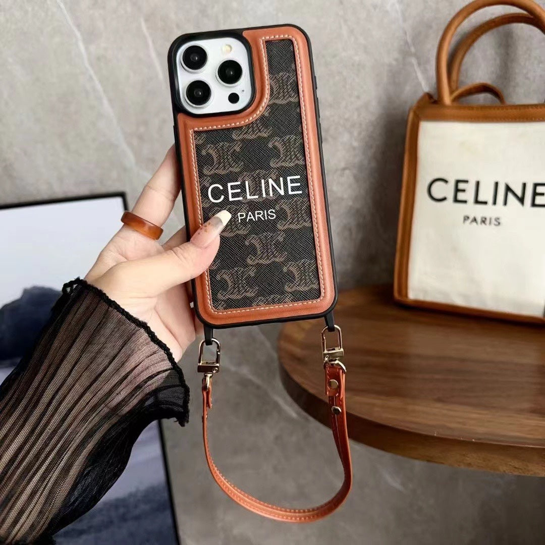 Designer Black Celine iPhone Case With Strap-SZ231124 Inspired