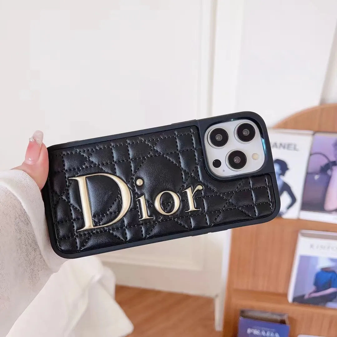 Dior iPhone 16 Pro Leather Case – MagSafe Premium Phone Case