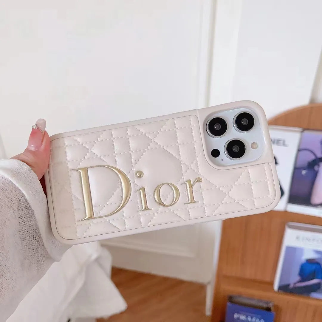 Dior iPhone 16 Pro Leather Case – MagSafe Premium Phone Case