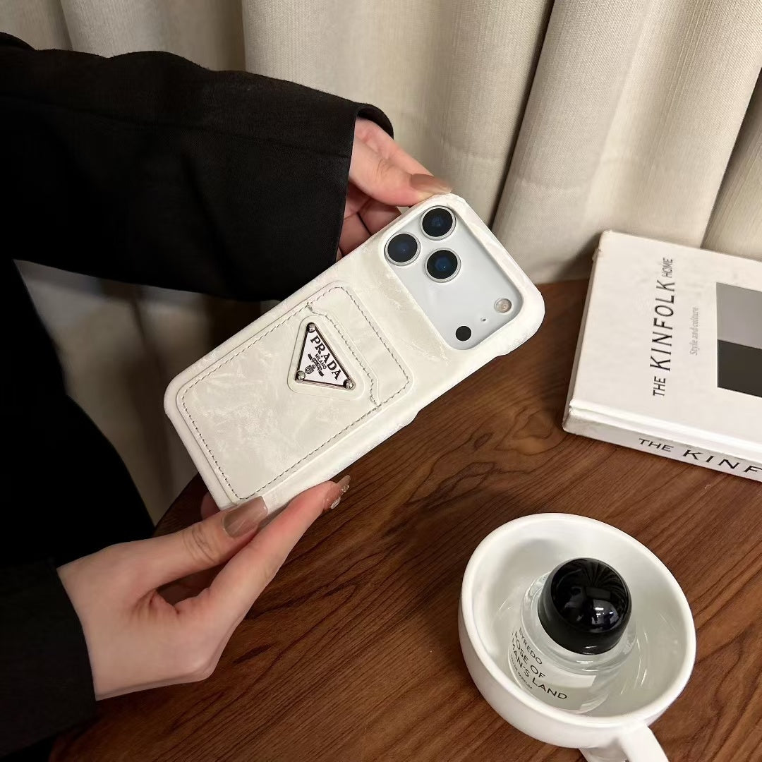 Prada iPhone 15 Pro Max – Premium Designer Phone Case with Card Holder