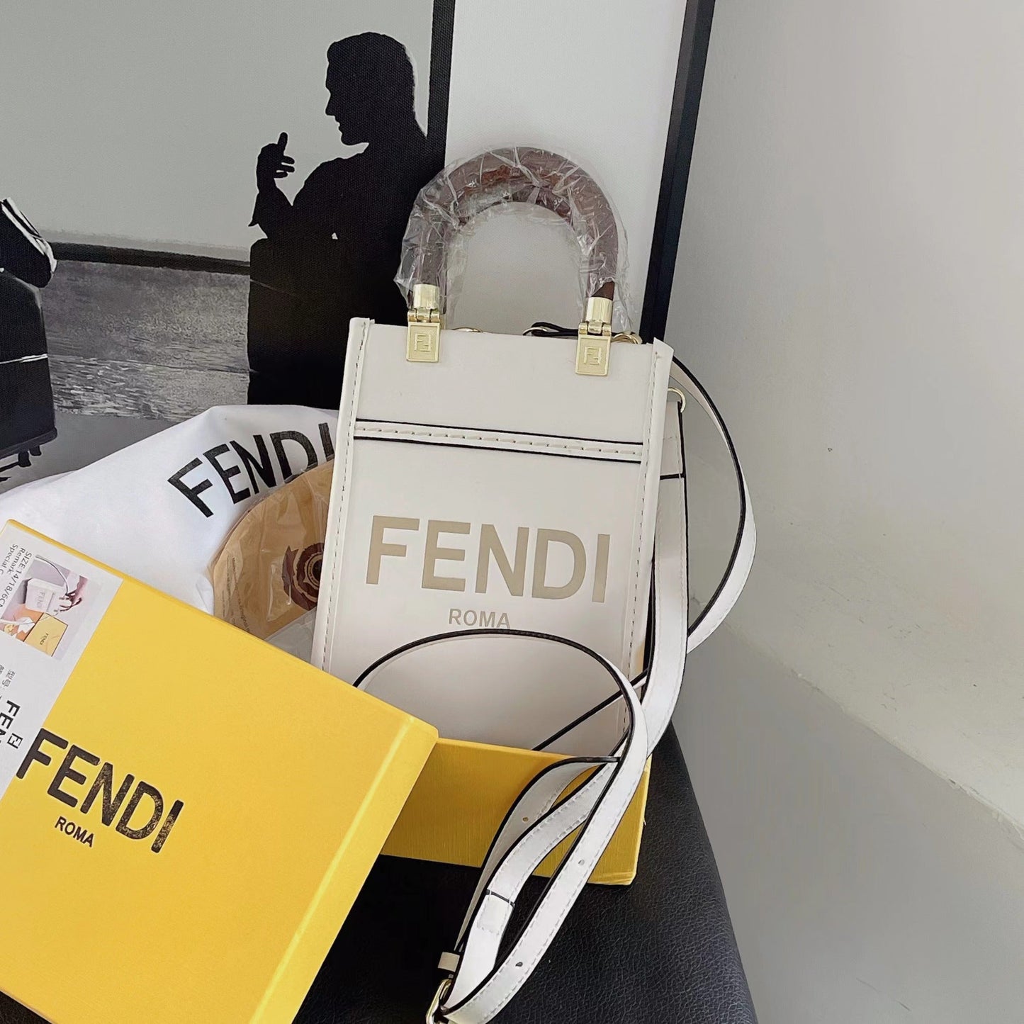 Designer Fendi Tote Bag With Crossbody Strap
